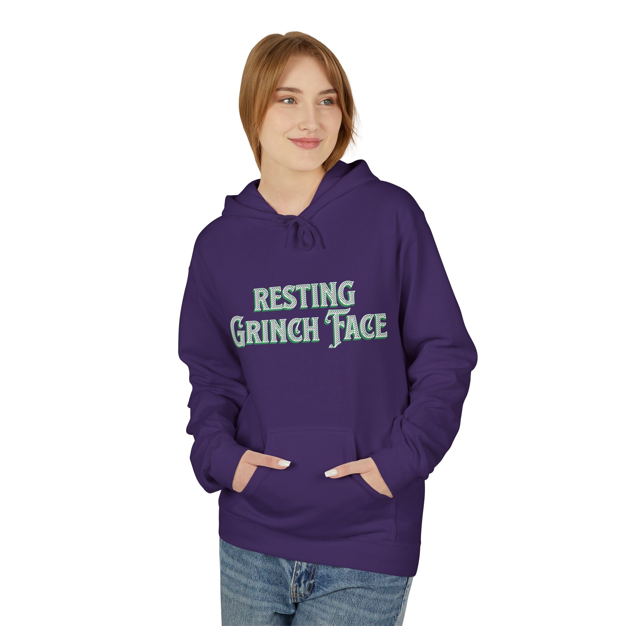 "Resting Grinch Face" Hoodie — Funny Christmas Holiday Sweatshirt Gift Stocking Stuffer 7 Colors