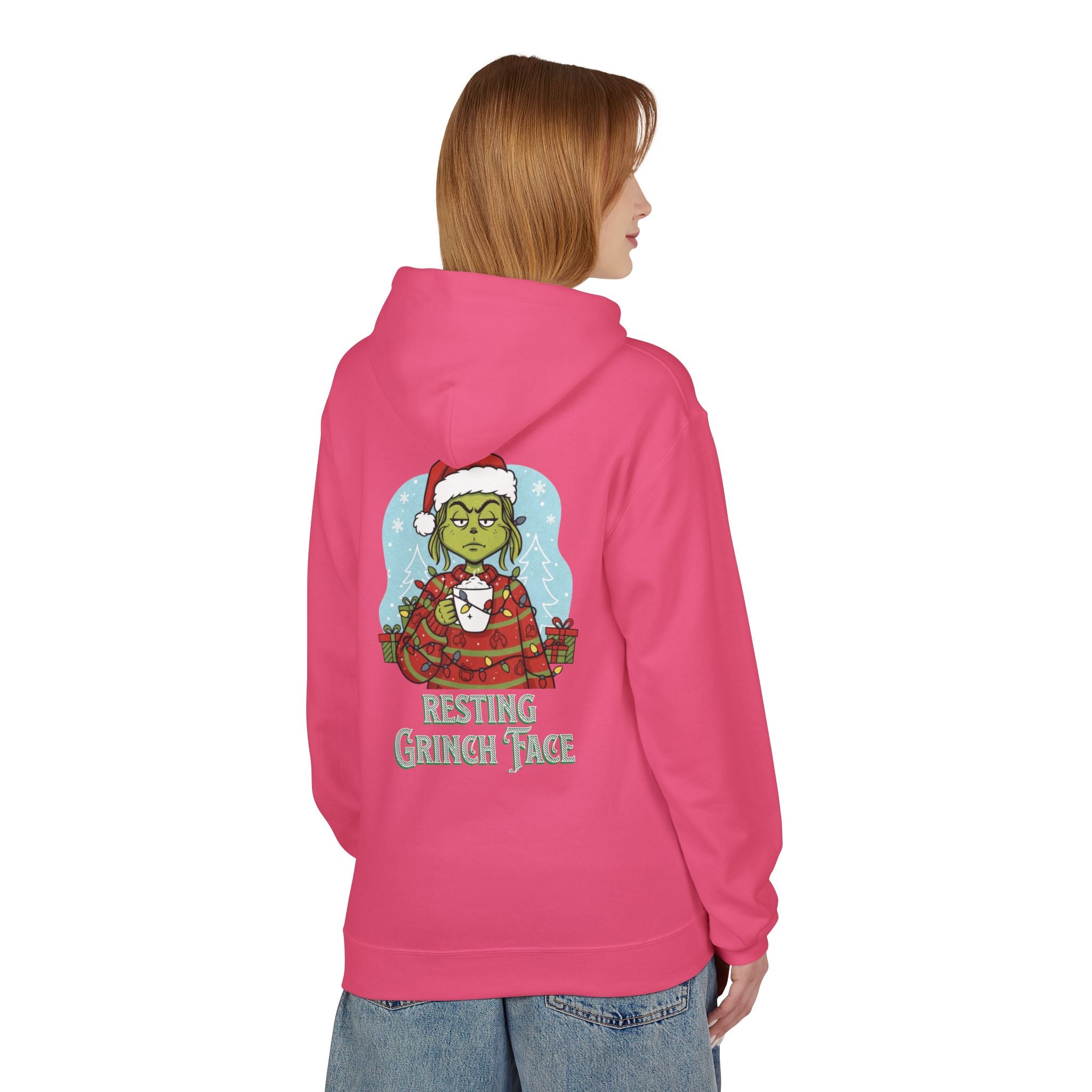 "Resting Grinch Face" Hoodie — Funny Christmas Holiday Sweatshirt Gift Stocking Stuffer 7 Colors