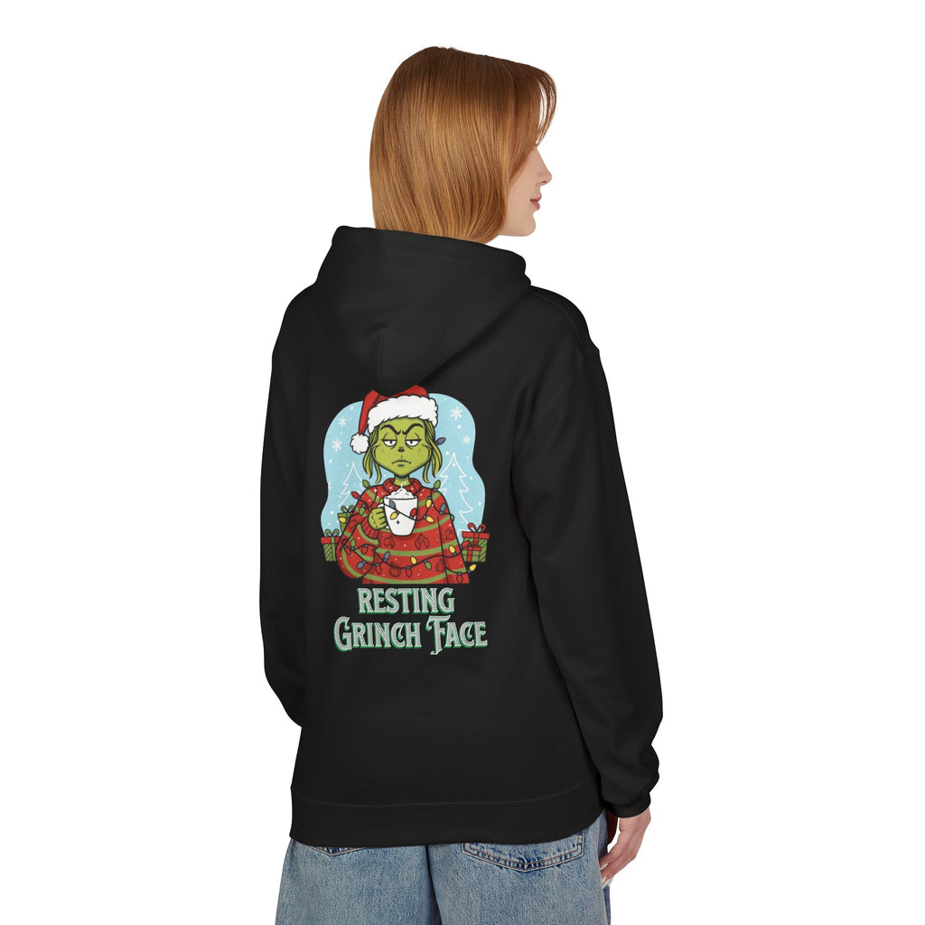 "Resting Grinch Face" Hoodie — Funny Christmas Holiday Sweatshirt Gift Stocking Stuffer 7 Colors