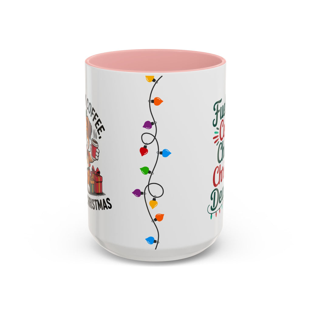 "Fueled by Coffee Christmas Chaos " Coffee Mug - Perfect for Dog Lovers & Holiday Cheers Working Mom Joy Shopping Busy Christmas Gift Puppy