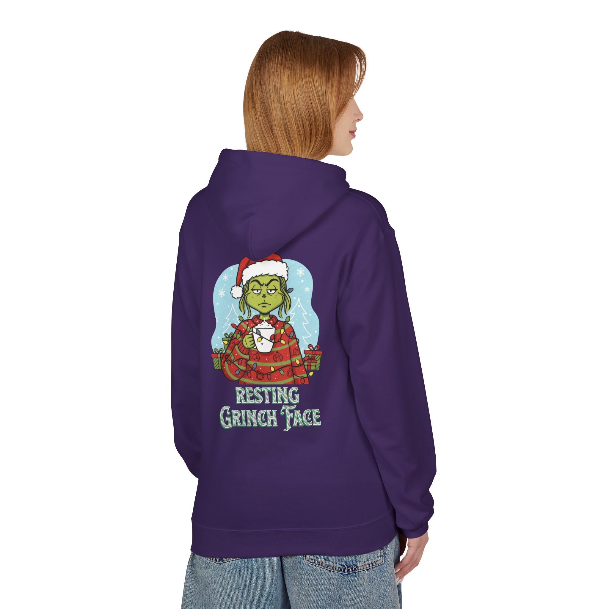 "Resting Grinch Face" Hoodie — Funny Christmas Holiday Sweatshirt Gift Stocking Stuffer 7 Colors