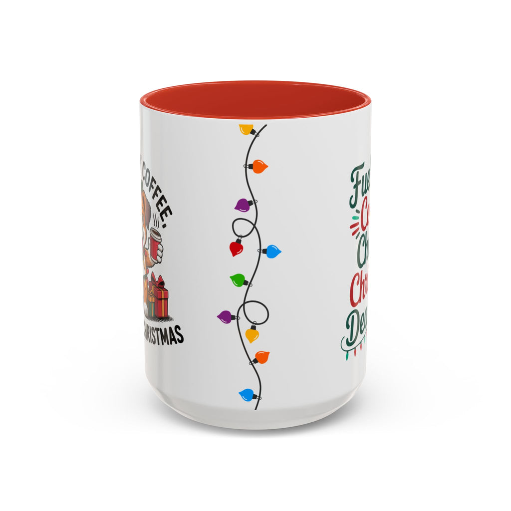 "Fueled by Coffee Christmas Chaos " Coffee Mug - Perfect for Dog Lovers & Holiday Cheers Working Mom Joy Shopping Busy Christmas Gift Puppy