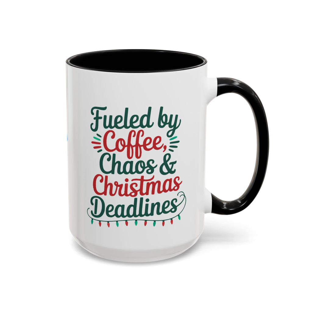 "Fueled by Coffee Christmas Chaos " Coffee Mug - Perfect for Dog Lovers & Holiday Cheers Working Mom Joy Shopping Busy Christmas Gift Puppy