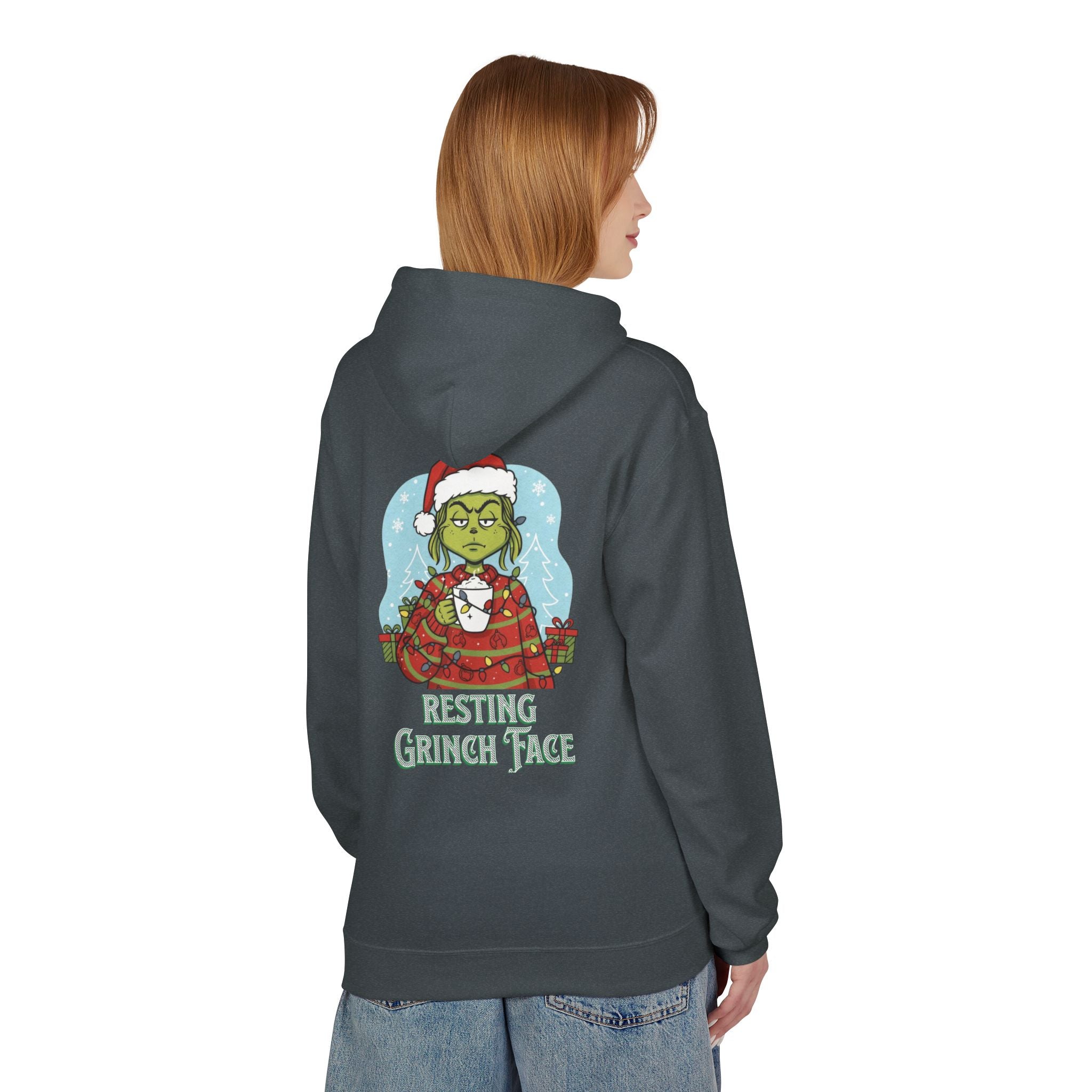 "Resting Grinch Face" Hoodie — Funny Christmas Holiday Sweatshirt Gift Stocking Stuffer 7 Colors