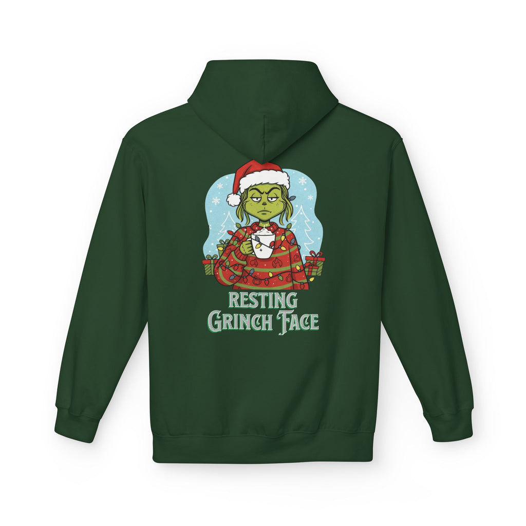 "Resting Grinch Face" Hoodie — Funny Christmas Holiday Sweatshirt Gift Stocking Stuffer 7 Colors