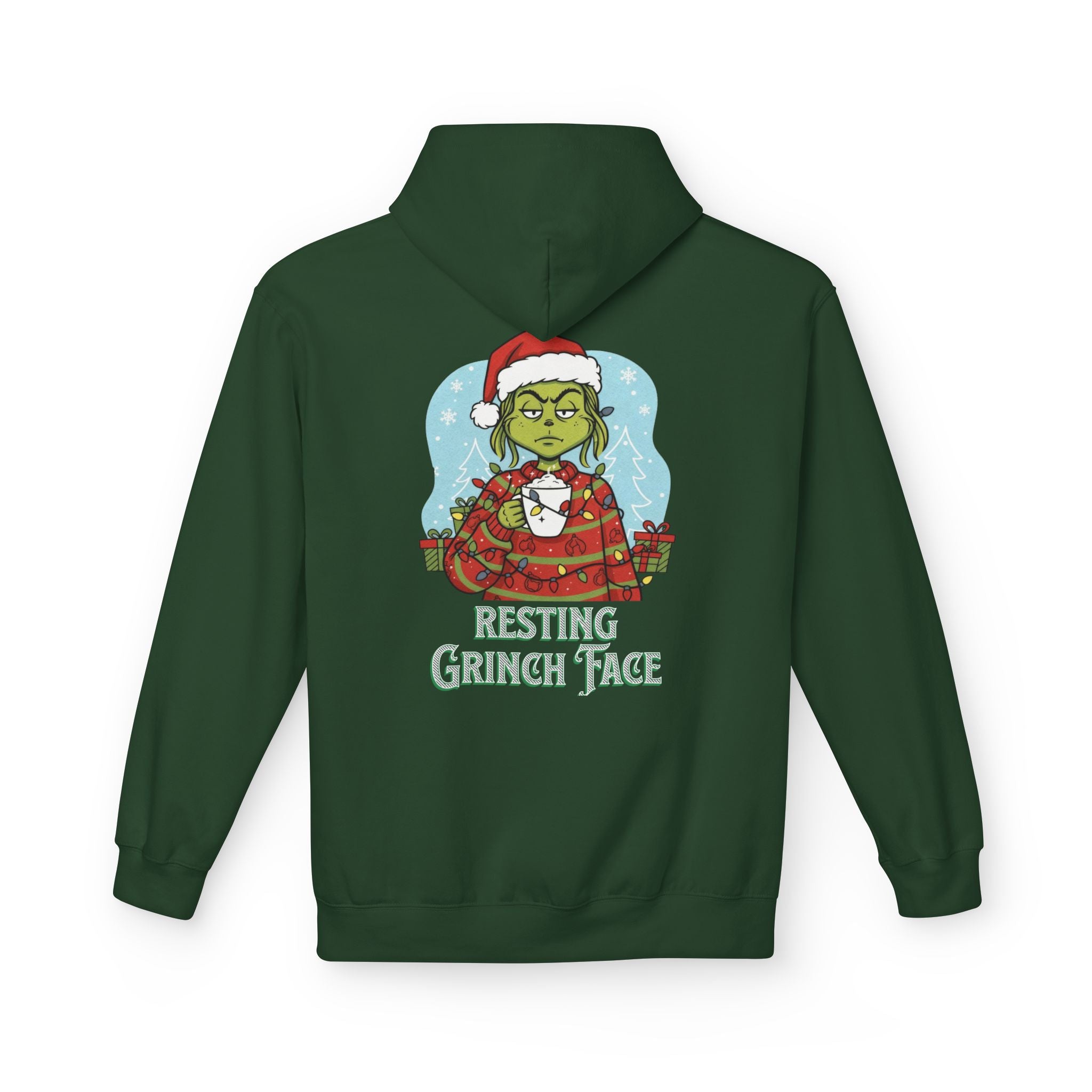 "Resting Grinch Face" Hoodie — Funny Christmas Holiday Sweatshirt Gift Stocking Stuffer 7 Colors
