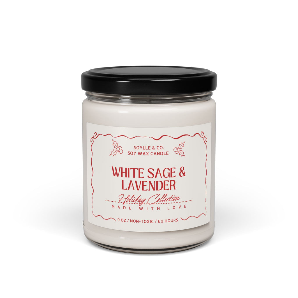 Holiday Collection Scented Candle Jar 9 oz. - Apple, Coconut, Christmas, Vanilla, Lavender, Cardamom, White Sage Gifts