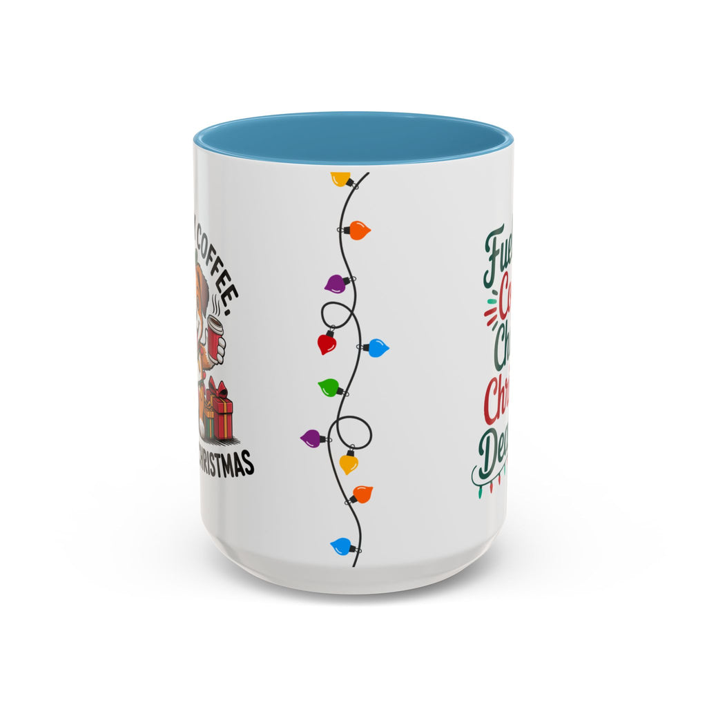 "Fueled by Coffee Christmas Chaos " Coffee Mug - Perfect for Dog Lovers & Holiday Cheers Working Mom Joy Shopping Busy Christmas Gift Puppy