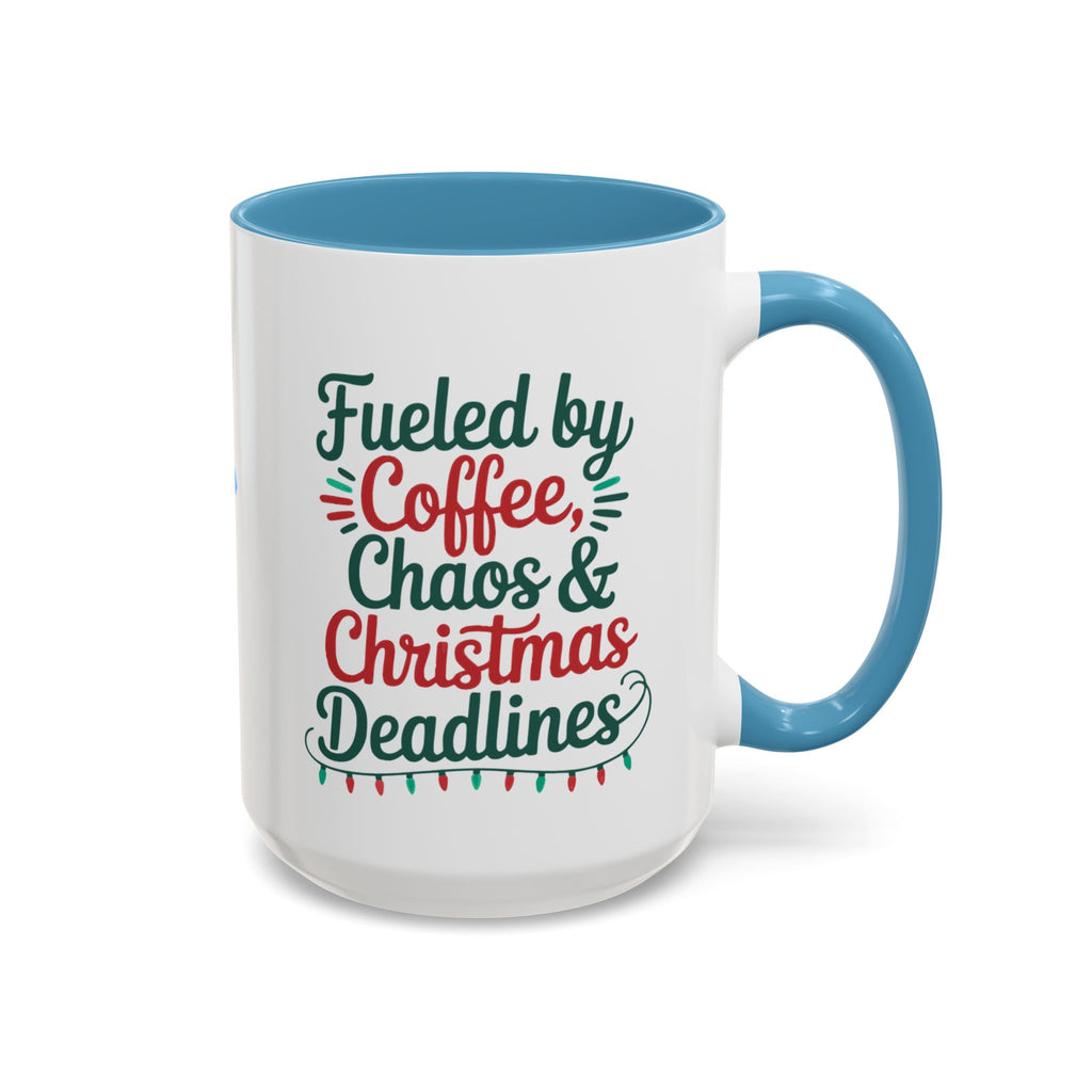 "Fueled by Coffee Christmas Chaos " Coffee Mug - Perfect for Dog Lovers & Holiday Cheers Working Mom Joy Shopping Busy Christmas Gift Puppy