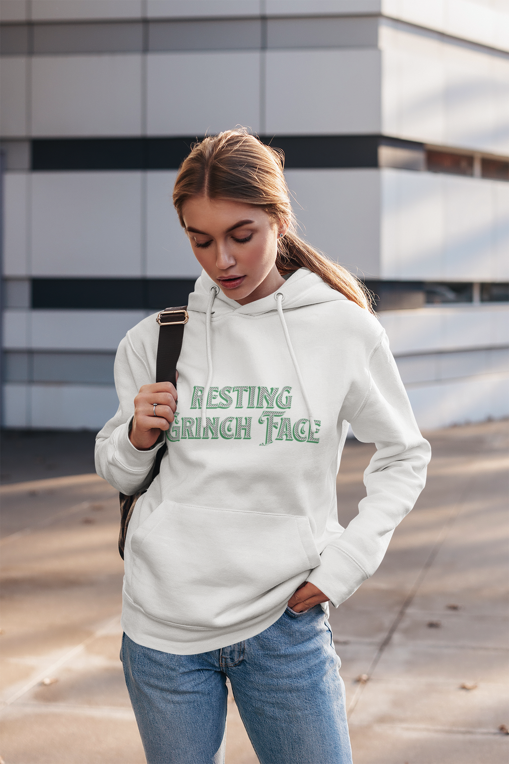 "Resting Grinch Face" Hoodie — Funny Christmas Holiday Sweatshirt Gift Stocking Stuffer 7 Colors