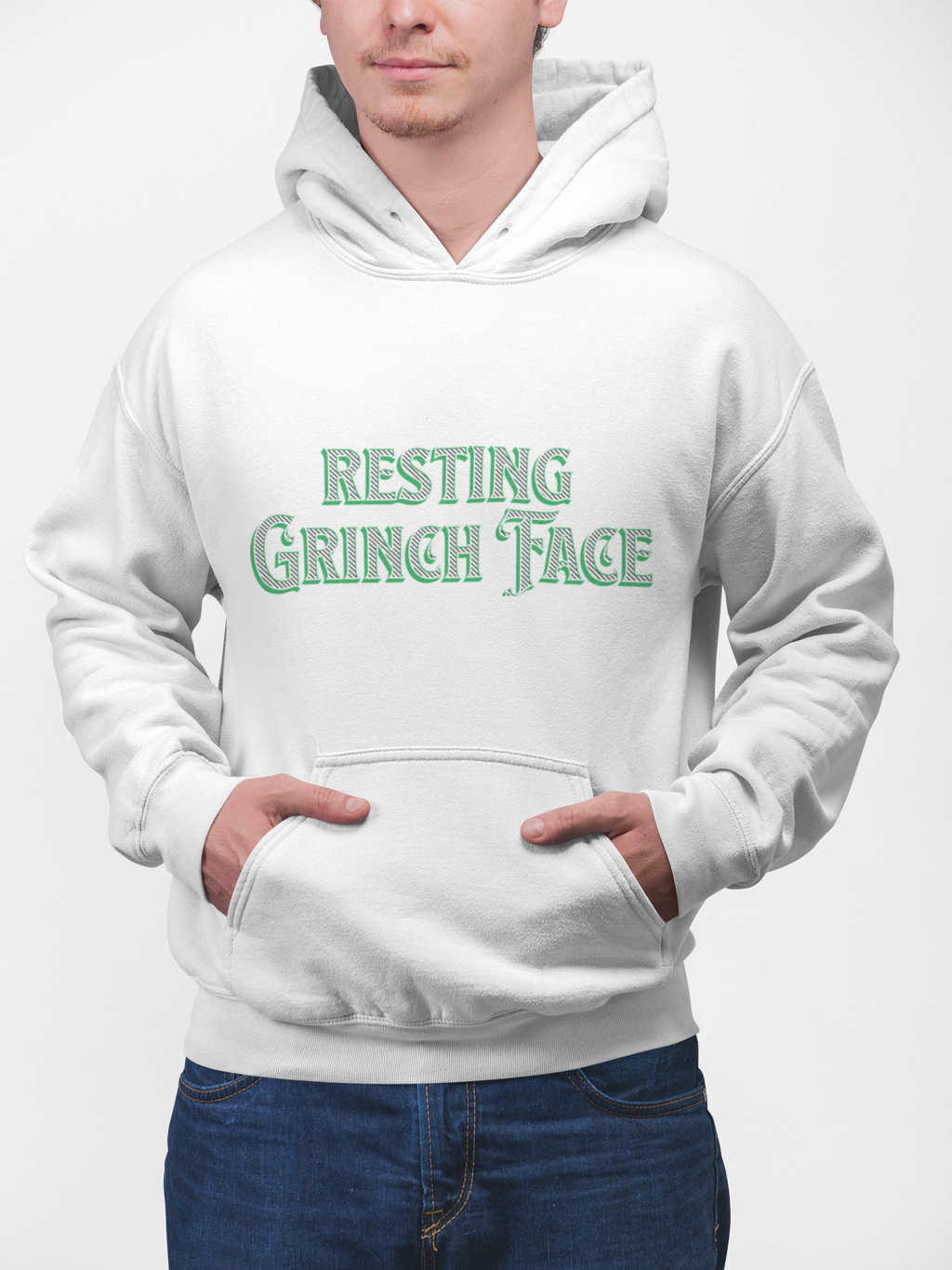 "Resting Grinch Face" Hoodie — Funny Christmas Holiday Sweatshirt Gift Stocking Stuffer 7 Colors