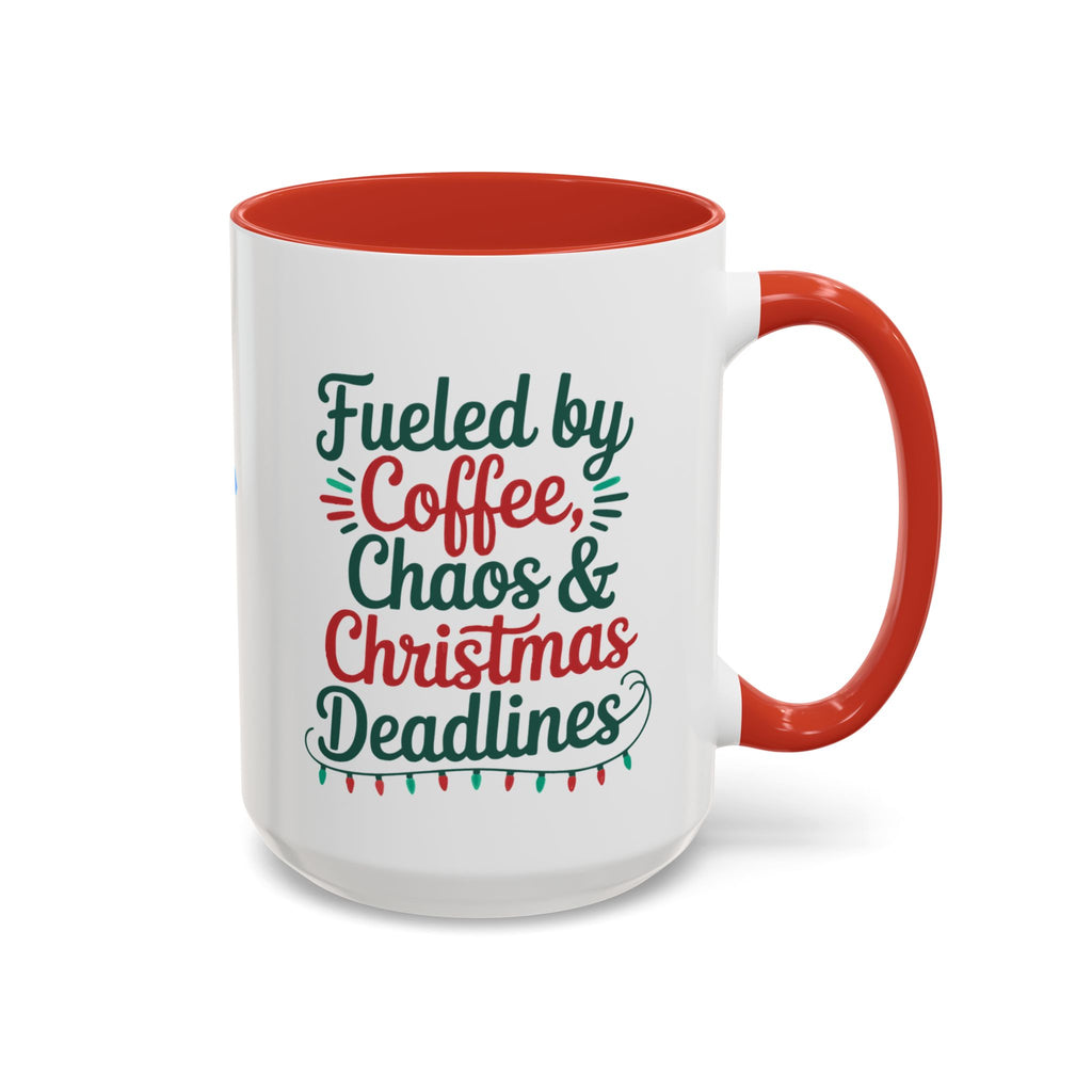 "Fueled by Coffee Christmas Chaos " Coffee Mug - Perfect for Dog Lovers & Holiday Cheers Working Mom Joy Shopping Busy Christmas Gift Puppy