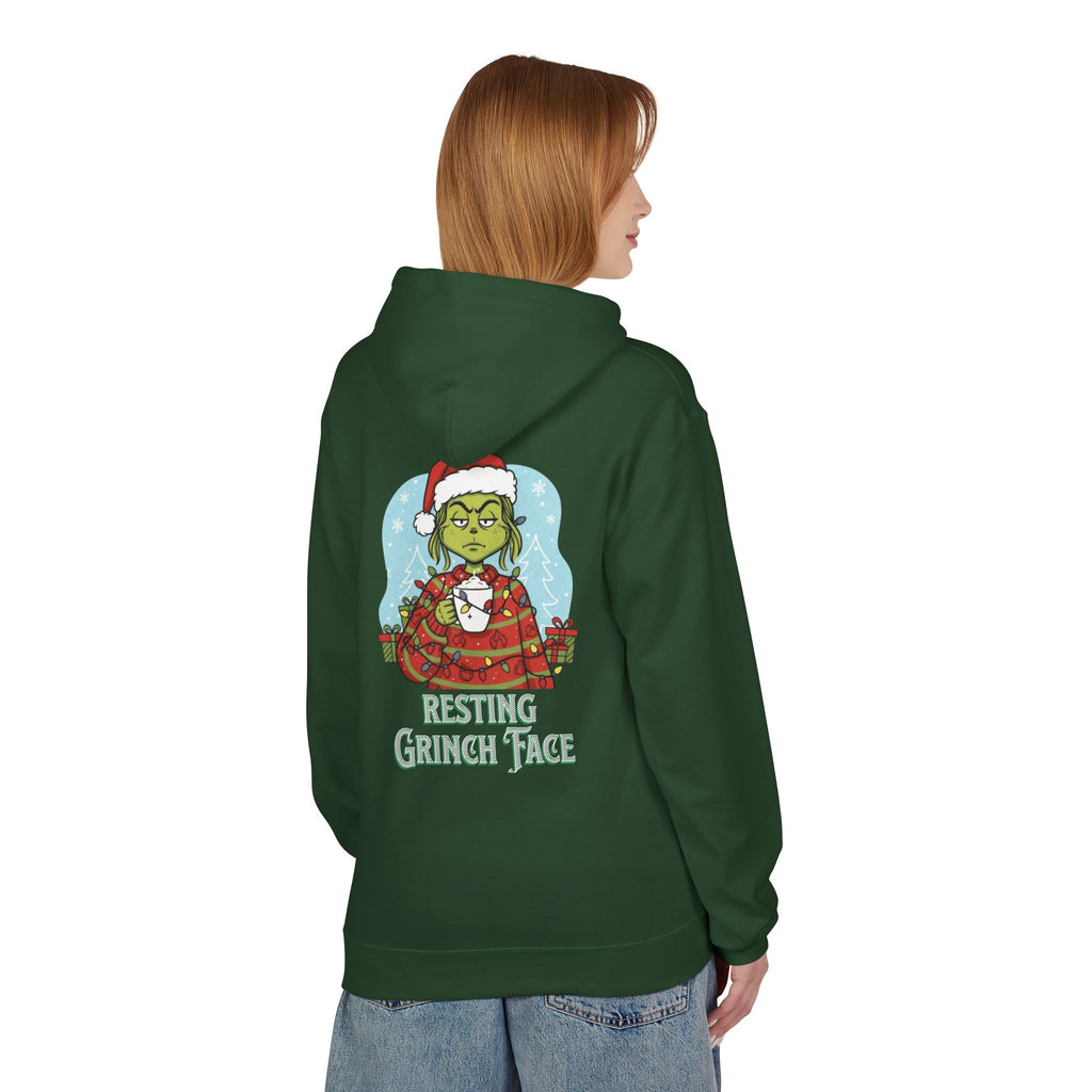 "Resting Grinch Face" Hoodie — Funny Christmas Holiday Sweatshirt Gift Stocking Stuffer 7 Colors