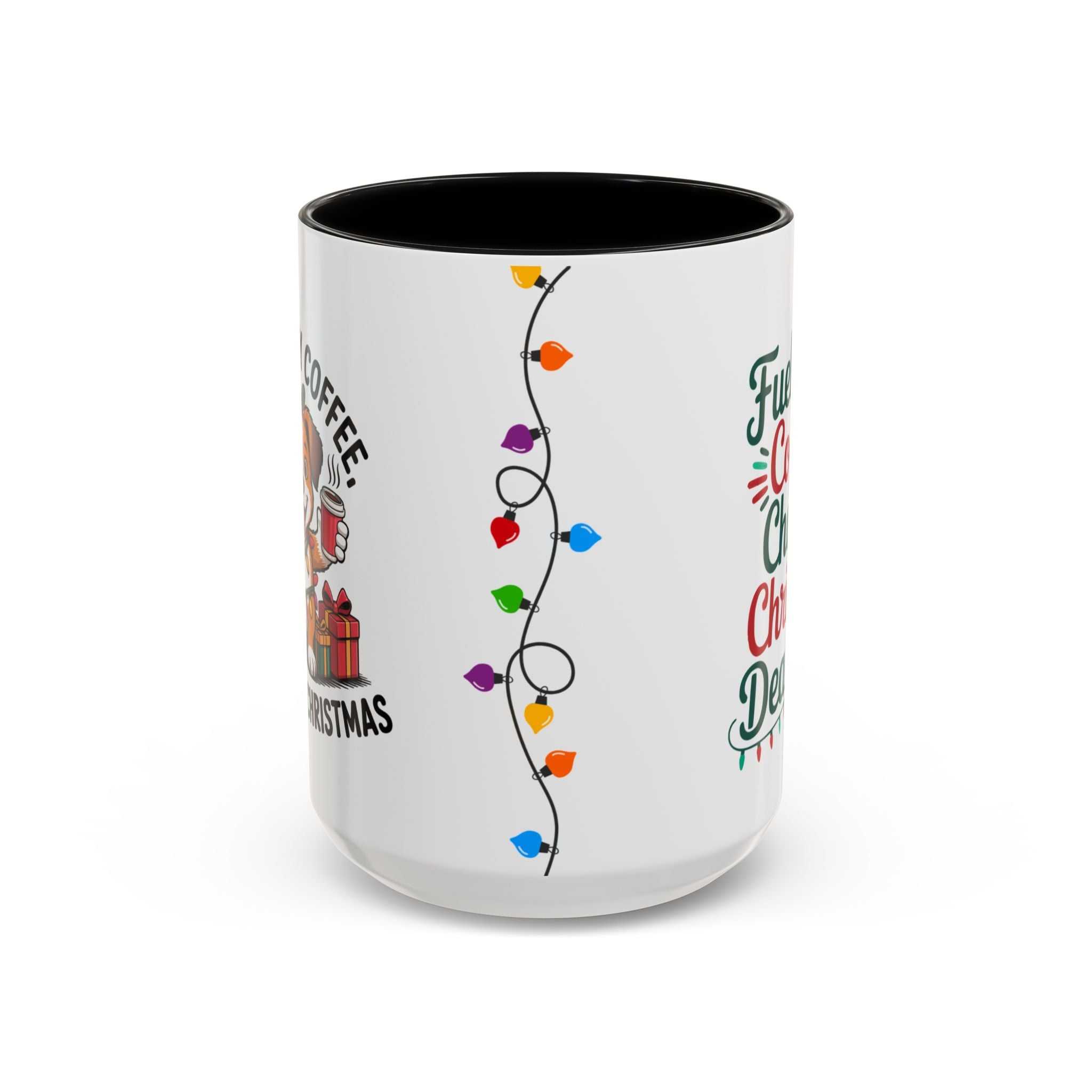 "Fueled by Coffee Christmas Chaos " Coffee Mug - Perfect for Dog Lovers & Holiday Cheers Working Mom Joy Shopping Busy Christmas Gift Puppy