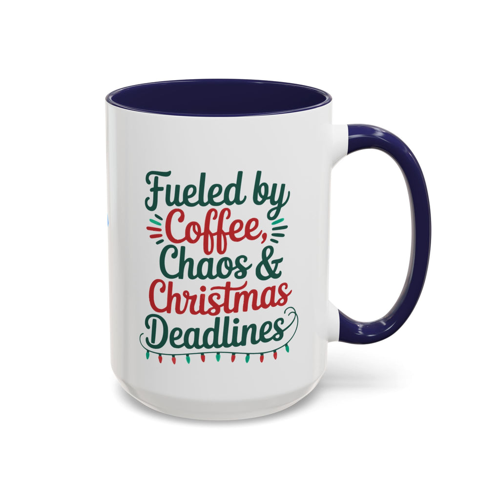 "Fueled by Coffee Christmas Chaos " Coffee Mug - Perfect for Dog Lovers & Holiday Cheers Working Mom Joy Shopping Busy Christmas Gift Puppy