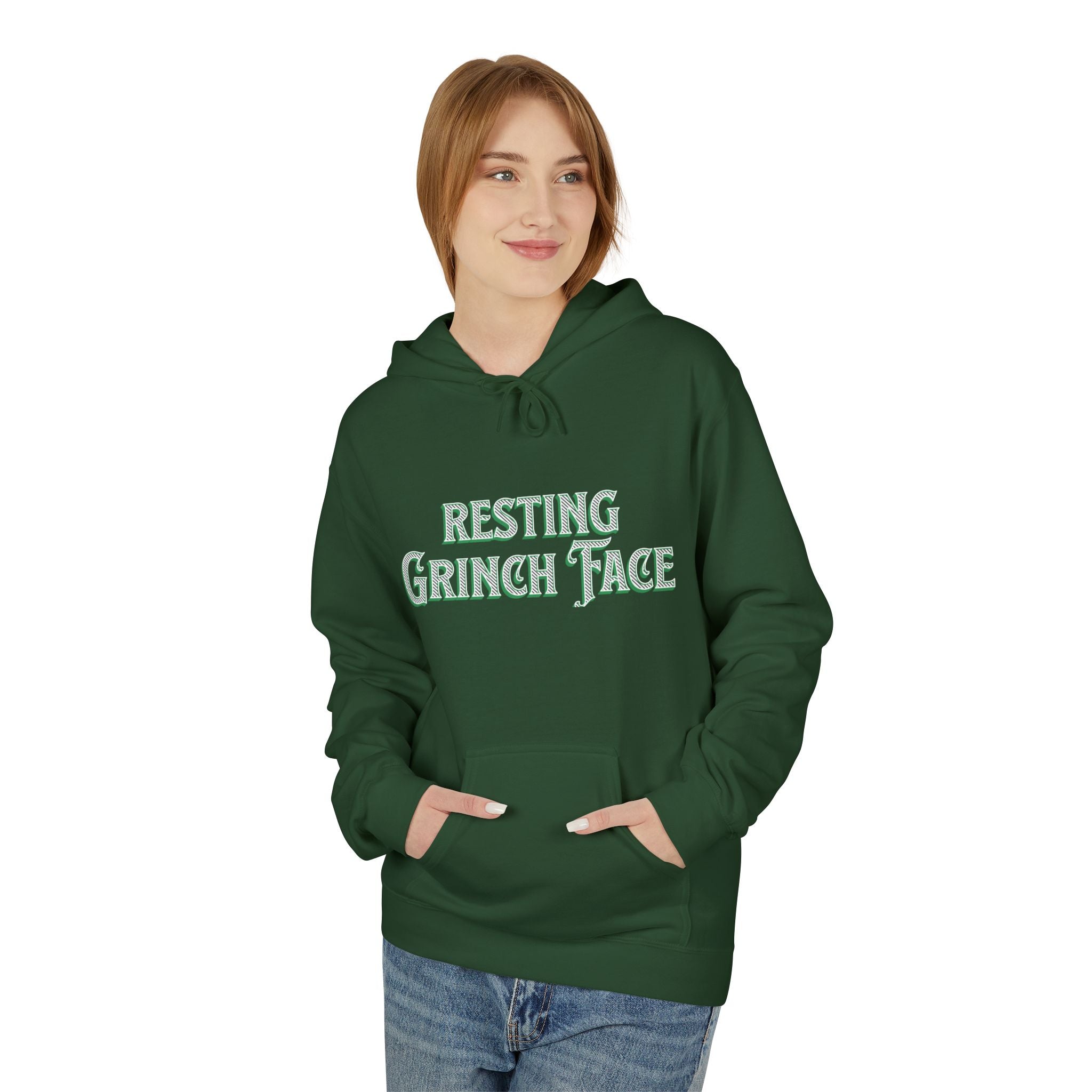 "Resting Grinch Face" Hoodie — Funny Christmas Holiday Sweatshirt Gift Stocking Stuffer 7 Colors
