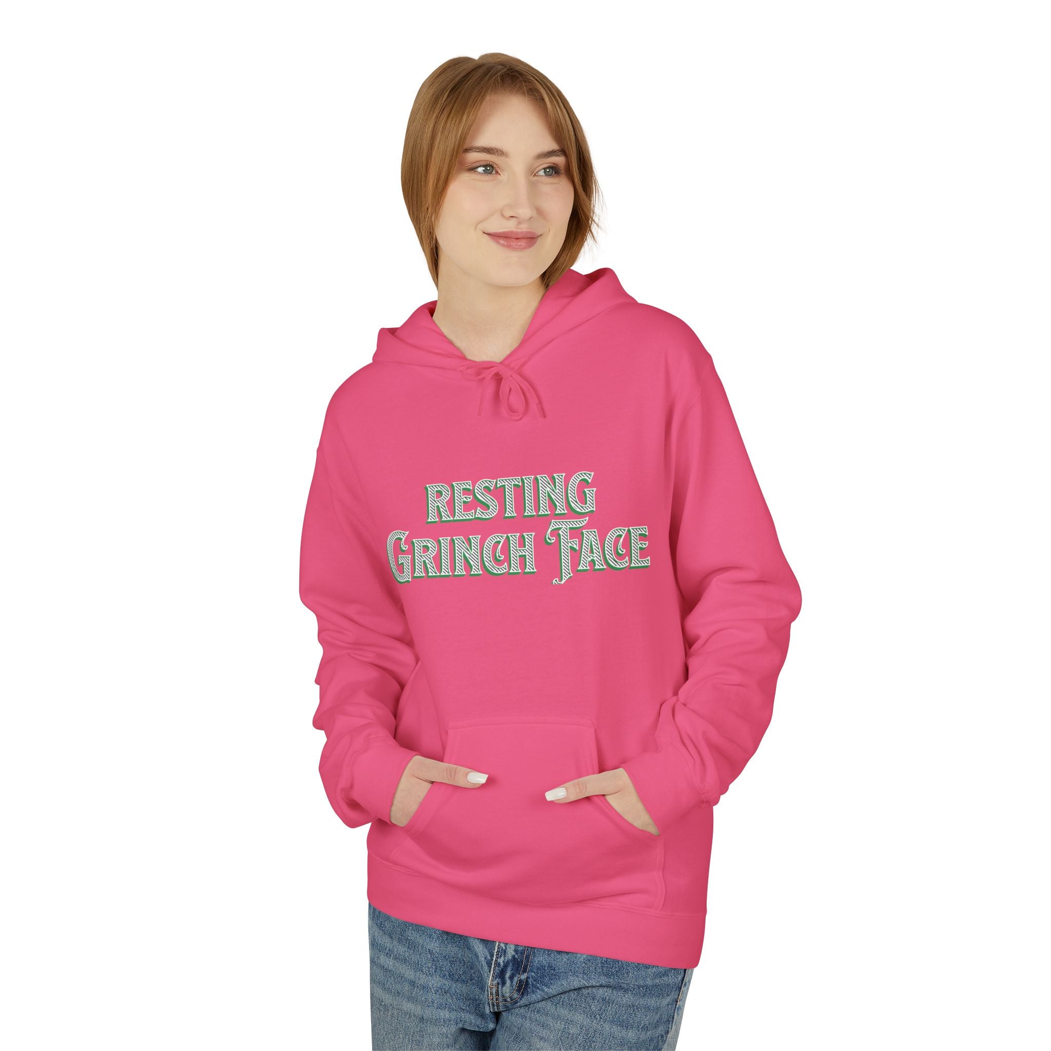"Resting Grinch Face" Hoodie — Funny Christmas Holiday Sweatshirt Gift Stocking Stuffer 7 Colors