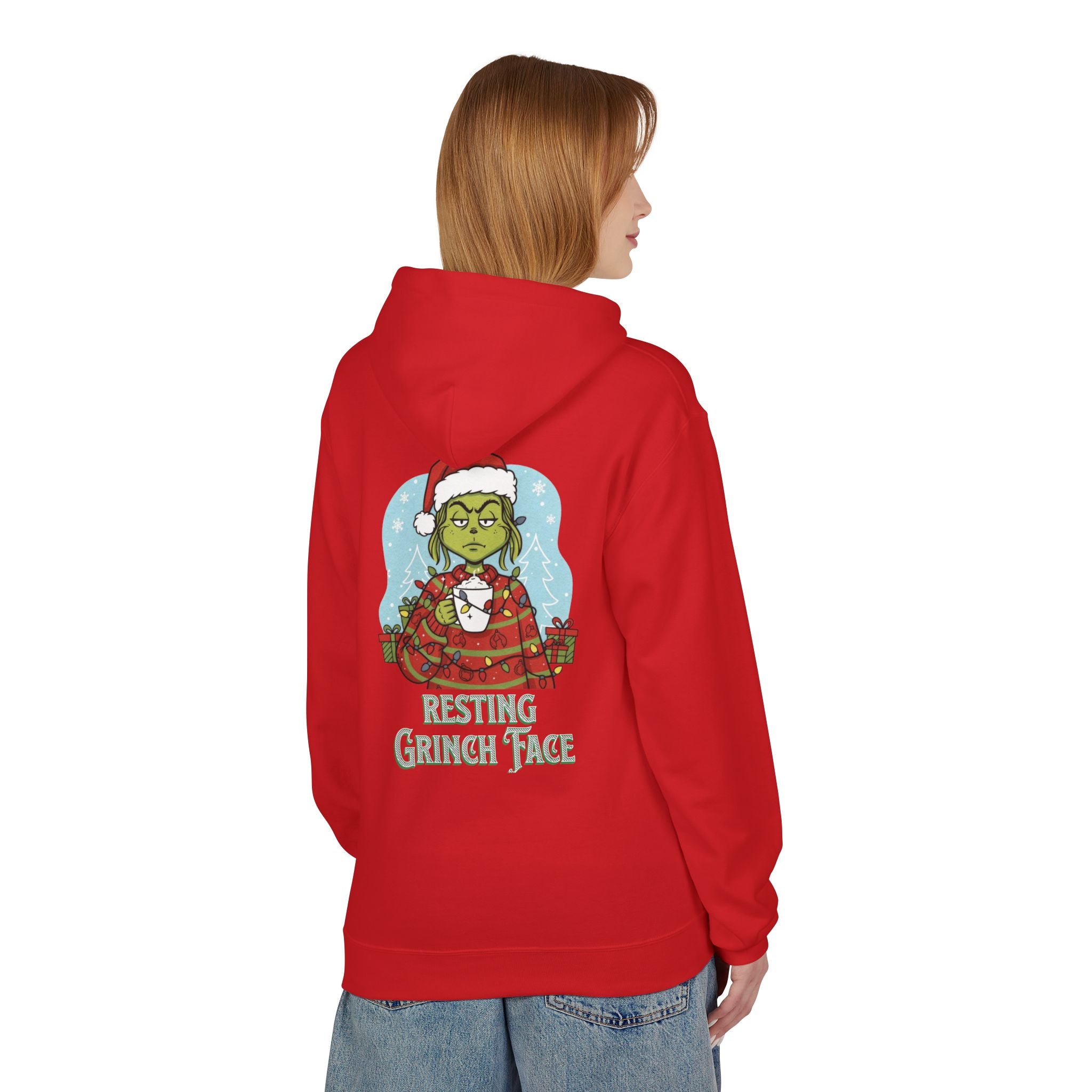 "Resting Grinch Face" Hoodie — Funny Christmas Holiday Sweatshirt Gift Stocking Stuffer 7 Colors